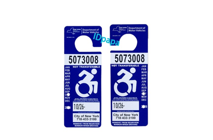 New York Fake Handicap Placard